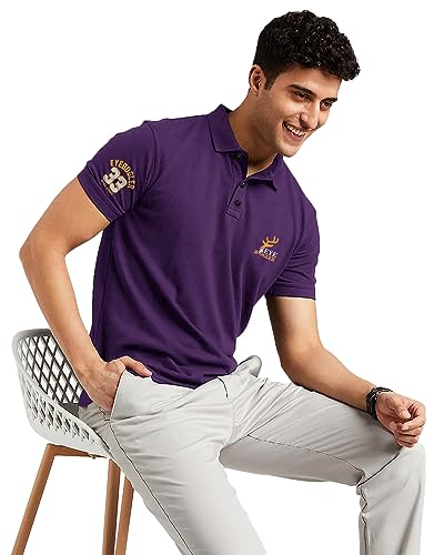 Image of EYEBOGLER Regular Fit Mens Polo Neck Half Sleeve Soild Casual Tshirt
