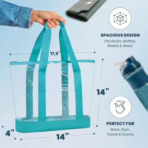 Image of Handy Laundry Clear Tote Bag - Zipper Closure, Long Shoulder Strap, Fabric Trimming.