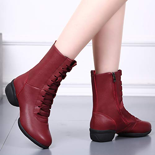 HIPPOSEUS Women's High Top Breathable Soft Modern Dance Shoes Jazz Boots Dance Sneakers with Split Sole4