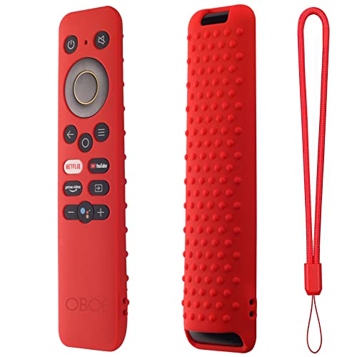 Oboe Silicone Tv Remote Cover Compatible with REALME Smart LED TV Remote Protective Case with Remote Loop (Red) [Remote NOT Included]