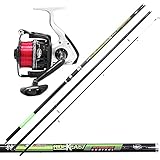 Kit Combo Surfcasting Kolpo, caña de pescar RideKeasy, con caña de carbono de 4,20 m de 100-200 g + carrete Talent 7000 4 rodamientos de bolas con hilo