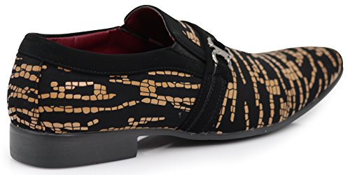 Enzo Romeo Plum06 Men's Dress Zebra Print Loafers Elastic Slip on with Buckle Fashion Shoes3