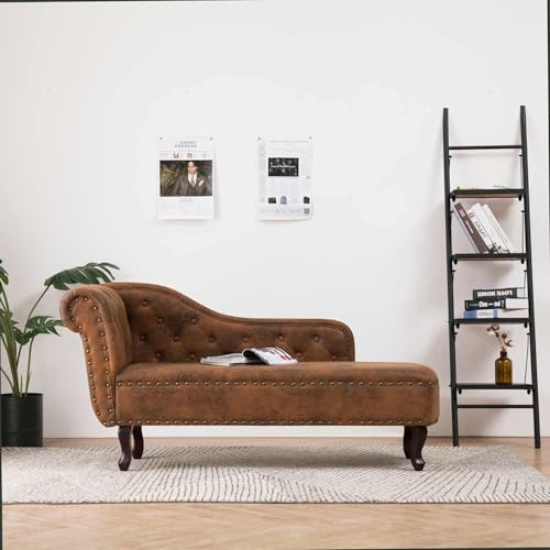 Gecheer Sofá Chaise Longue de Piel de Ante