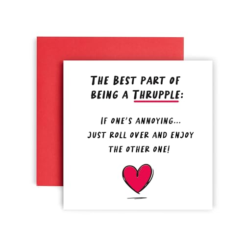 Huxters Thrupple Anniversary Valentines for Women and Her – Funny Thrupple Card for him Men - Husband Wife Girlfiend Boyfriend Valentines 14.8cm