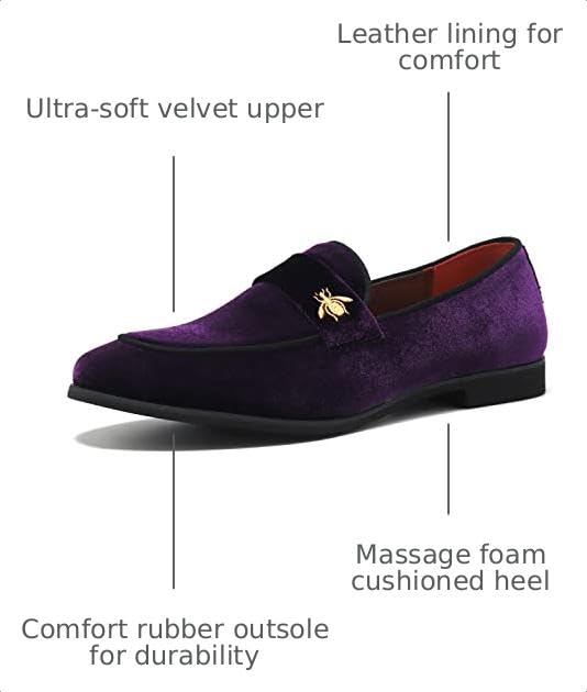 Image of FLQL Men's Luxury Penny Loafer Slip-On Velvet Shoes Party Dancing Shoes Suede Wedding Shoes Plus Size 7-13