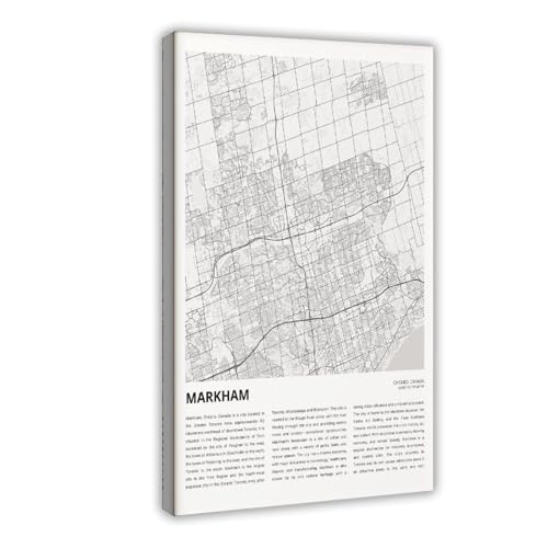 WOsdKL Markham Ontario Map Poster 24x36 Bedroom Decor