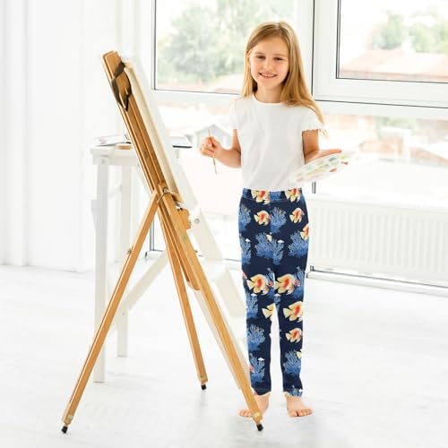ALAZA Girls' Leggings Children's Yoga Pants Skinny Printed Dance Fish Coral Comfortable 4T4