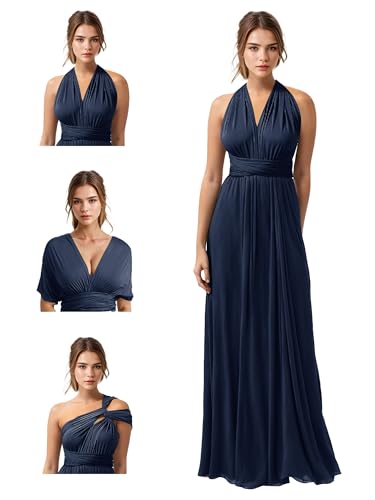 Image of JAEDEN Bridesmaid Dresses Multiway Convertible - Long Bridesmaid Dresses Chiffon Pleat 2026