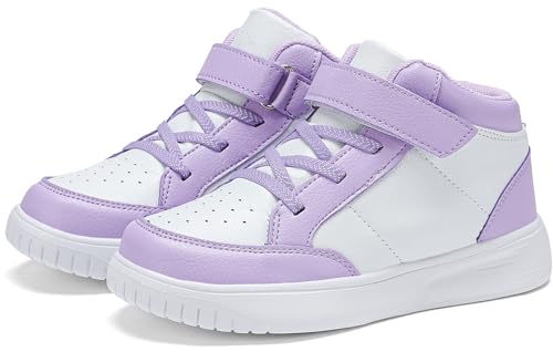 Toddler Purple Shoes for Girls High Top Sneakers Hook and Loops Fashion Kids Running Shoes 8