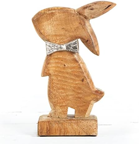 Logbuch-Verlag Wooden Rabbit Figurine 23 cm Easter Bunny Gift Decoration Wooden Rabbit for Standing