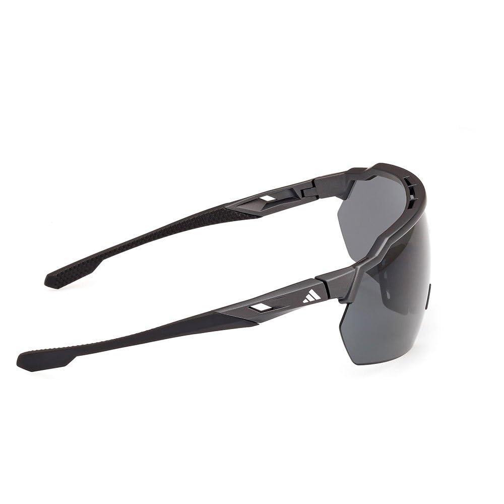 adidas Sport SP0093 Sonnenbrille Herren und Damen, Unisex Sportliche Dünne und Leichte Sonnenbrille, Bildschirm Linsenform, Inklusive Etui, Polarisierte Rauchgläser, Matt Schwarz