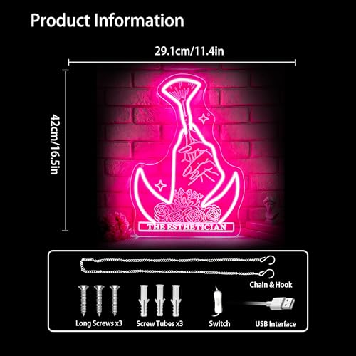 Image of Make Up Neon Sign Nail Led Neon Lights Neon Signs for Wall Decor Light Up Sign for Beauty Salon Birthday Party Club Gift
