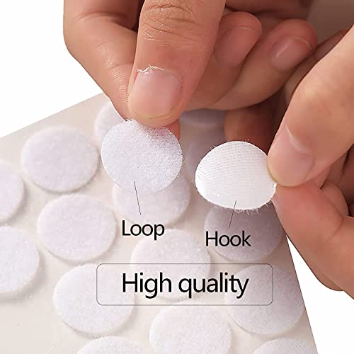 saizone Klett Klebepunkte,Klettpunkte Selbstklebend 20mm,90 Stück Punkte 45 Paar Schlaufe Punkte Self Adhesive Klebend Klettverschluss für Papier,Metall,Kunststoff,Glas,Leder (Weiß)