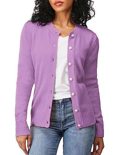 Women's Casual Slim Fit Cardigan Sweaters Long Sleeve Button Down Lightweight Waist Length