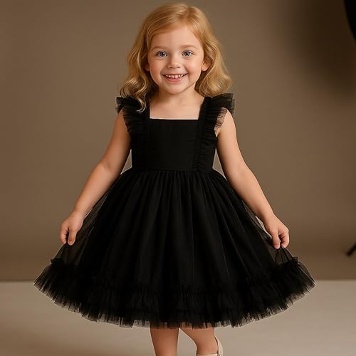 Girls Tutu Ruffle Dress Tulle Flower Girl Dresses Birthday Princess Party Outfits Little Girls Summer Clothes 3-8Y2