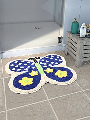 Image of Saral Home Microfiber Anti-Skid Bathmat -(Blue, 45X55 CM)