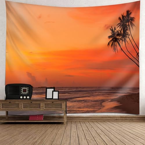 Tenture paysage coucher de soleil mer cocotiers pour transformer l'ambiance de la chambre