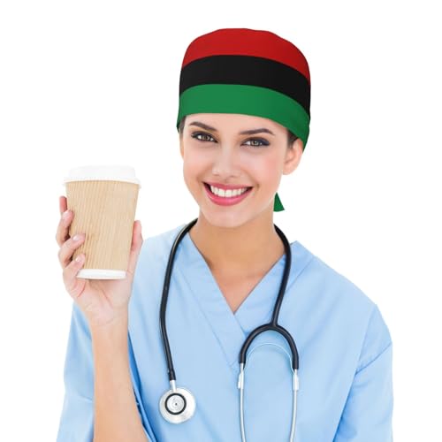 Image of Working Cap Scrub Cap with Sweatband Adjustable Unisex Women Tie Back Hat Nurse Surgical Caps