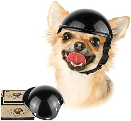 Enjoying Pet Helmet Dog Hard Hat Small Dogs Motorcycle Helmet Bike Cat Hat Outdoor Riding Puppy Cap Black, Small
