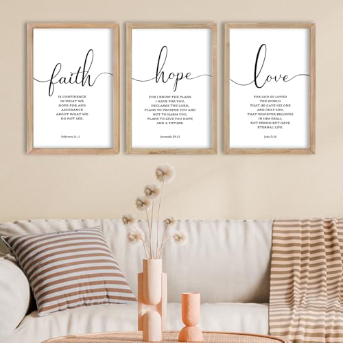 Faith Hope Love Sign Bible Verse Wall Decor