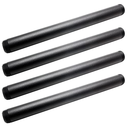 BokWin 4 piezas de rosca negra de 3/4 pulgadas x 12 pulgadas, accesorio de tubería vintage resistente para decoración de estanterías industriales
