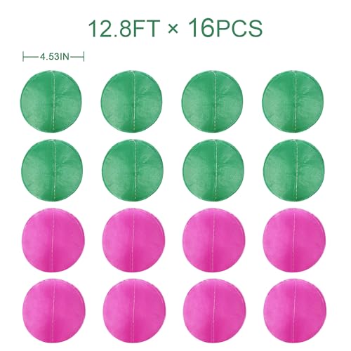 Image of 205 Ft Hot Pink and Green Party Decorations Circle Dot Backdrop Garland Tissue Paper Polka Dots Hanging Streamer for Witches Theme Birthday Bachelorette Wedding Engagement Party Supplies
