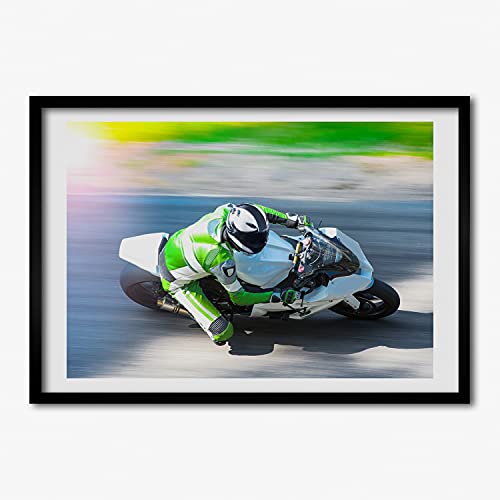 Tableau de moto Tulup et cadre en bois 70x50 cm pour sublimer un salon contemporain