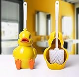 Qaoping WC-Reinigungsbürste Kreative Karikatur-Ente-Form-Bad Klobürste & Halter Set Reinigungswerkzeug Aus Kunststoff Badezimmer-Dekor Zubehör WC-Bürste