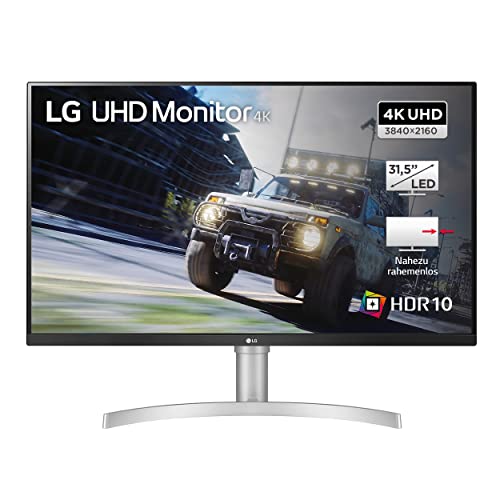 LG UHD 4K Monitor 32UN550-W.AED 80 cm - 31,5 Zoll, HDR10, AMD FreeSync, MAXXAUDIO, 350 cd/m², Silber weiß, Schwarz