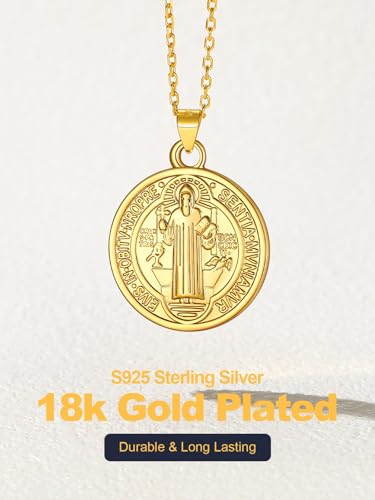 Image of U7 Saint Michael Necklace for Men,Stainless Steel /18K Gold Plated St Michael Archangel /Saint Benedict /Saint Christopher Pendant Amulet Necklace for Men Women