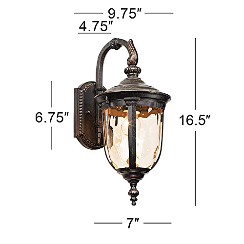John-Timberland-Bellagio-European-Outdoor-Carriage-Light-Fixture-Bronze-Metal-16-12-Hammered-Glass-Wall-Sconce-for-Exterior-House-Porch-Patio-Outside-Deck-Garage-Yard-Front-Door-Garden-Home John Timberland Bellagio European Outdoor Carriage Light Fixture Bronze Metal 16 12 Hammered Glass Wall Sconce for Exterior House Porch Patio Outside Deck Garage Yard Front Door Garden Home