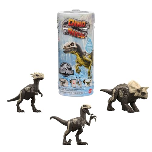 Mattel Jurassic World Dino Revelación Juguetes de dinosaurio, con sorpresa al abrir el embalaje y revelación de la decoración completa con agua templada, JDC52