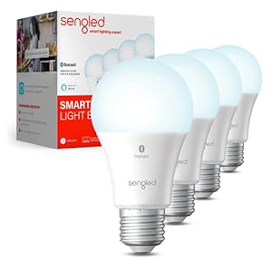 Sengled Alexa Light Bulb, S1 Auto Pairing with Alexa Devices, Smart Light Bulbs that Work with Alexa, Bluetooth Mesh Smart Home Lighting, Daylight 5000K, E26 60W Equivalent, 800LM, 4-Pack