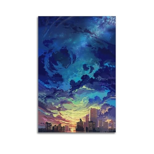Poster Animé Japonais Ciel Surréaliste Décoration Murale Chambre 50x75cm