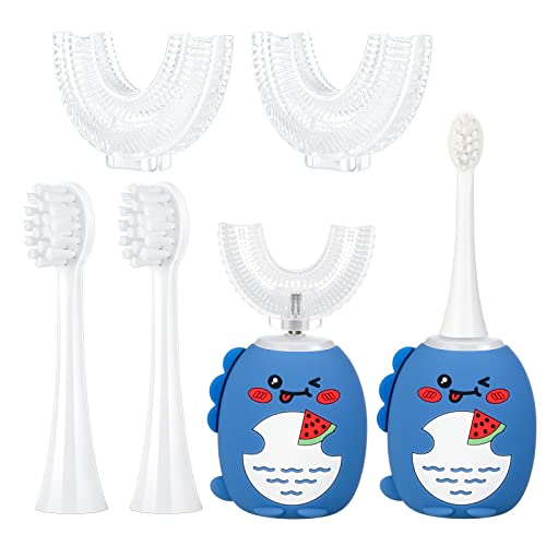 4 Pcs U Shaped Kid Electric Toothbrush Heads Soft Bristle Toothbrush Replacement Heads Set Includes 2 Kids Replacement Toothbrush Heads 2 Whole Mouth Tooth Brush Head for Automatic U Type Toothbrush