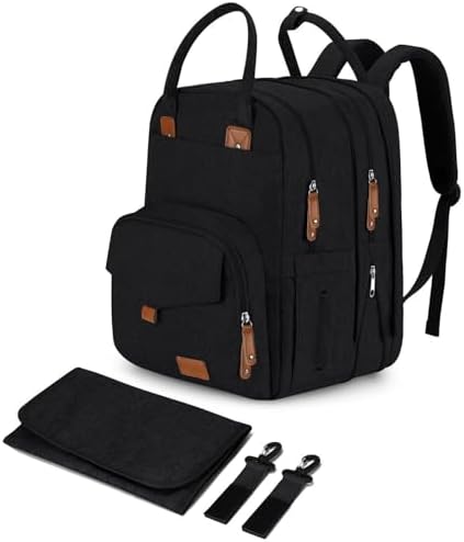 Qualyphant Extra Large Diaper Bag Backpack for 2 Kids Expandable 26-36L