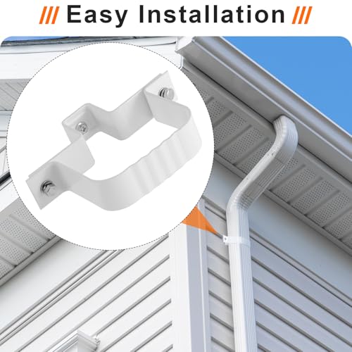 6-Pack Downspout Straps 2x3 & Wall Brackets, White Downspout Fasteners Set with Hardware for Secure Installation by SUKABU - Image 6