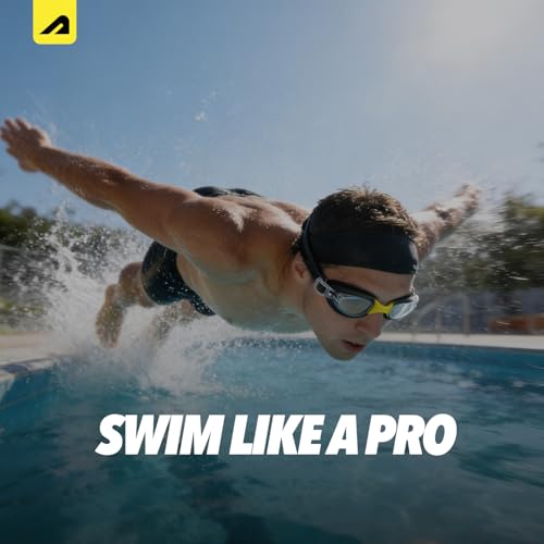 Image of Boldfit Swimming Goggles for Men & Women with Adjustable Strap Anti Fog Goggles for Swimming Men Swimming Goggles for Women Air Tight Swim Goggles UV Protection Training Swim Goggles - BlackYellow
