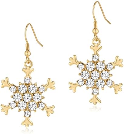 YUJIE Christmas Earrings for Women Snowflake Earrings Gold Christmas Trees with Rhinestone Pearl Sparkling Colorful Bulb Light Earrings Holiday Costume Jewelry