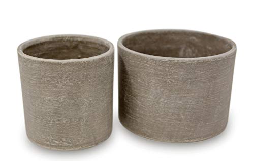 Elly Décor Set of 2, 5 and 4 inch Round Cylinder Ceramic Planters for Plants with Drainage Hole Clay and Terracotta Small 5&4" Ceramic Po...