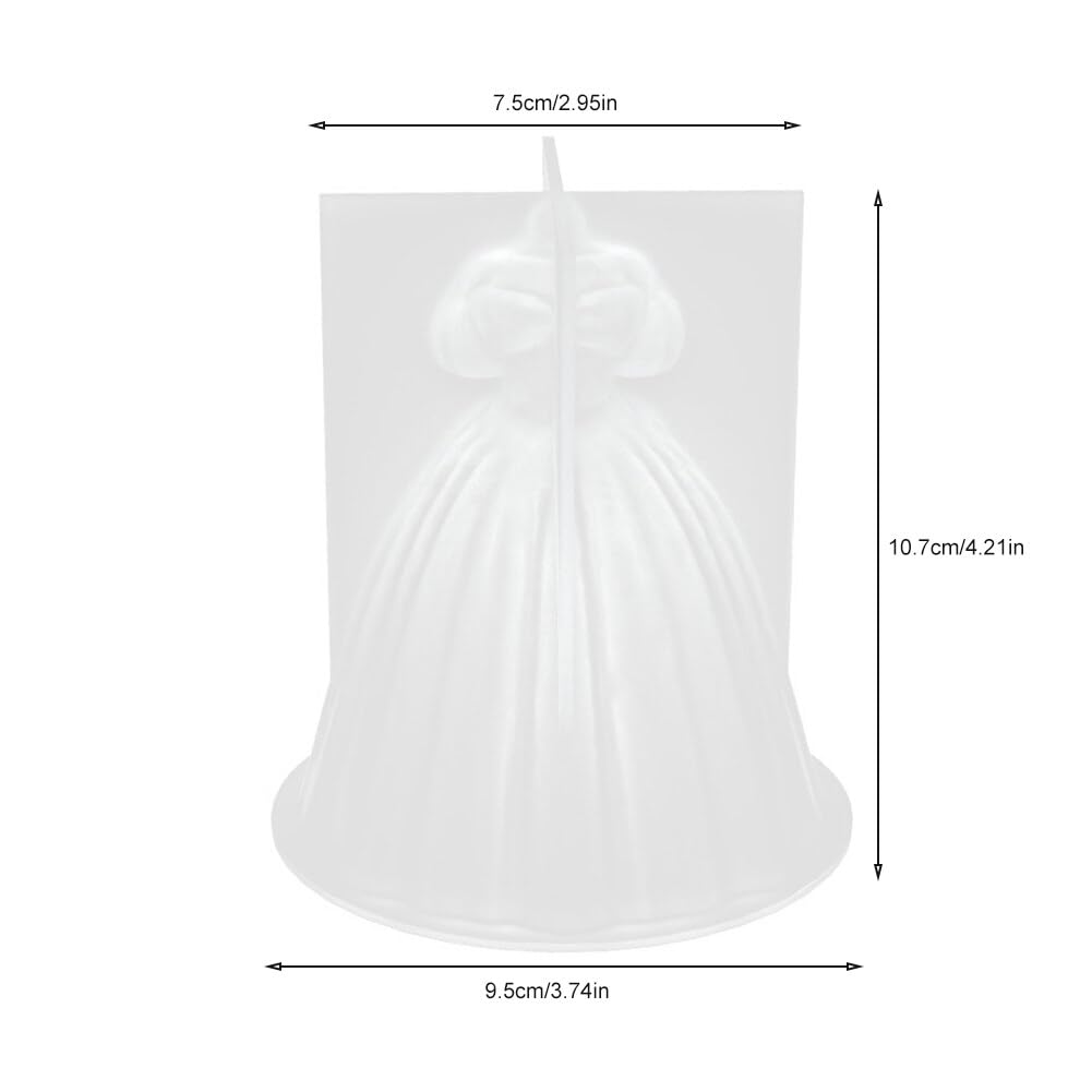 Silicone Mold 3D Wedding Dress Handmade Soap DIY Candle Making Molds Bride Dress Silicone Candle Soap Mold Dress Resin Casting Mold for Crystal Epoxy, Polymer Clay, Table Ornament Home Decor