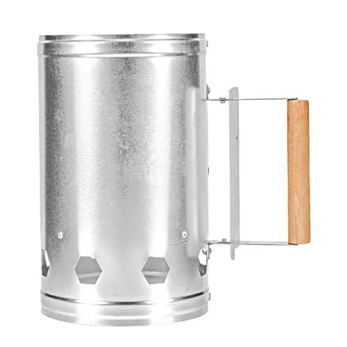 Barile per fuoco, manico in legno, braciere da esterno, canna in metallo sicuro, braciere antiruggine, gabbia antincendio smaltata, per amanti del barbecue, campeggio, riunioni di famiglia