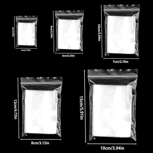 Plastikbeutel Zipper beutel baggies 500 Stück Mischte Größe druckverschlussbeutel klein tütchen plastiktüten ziplock baggys wiederverwendbar tüten Mittelgröße wiederverschließbare beutel，5Größe