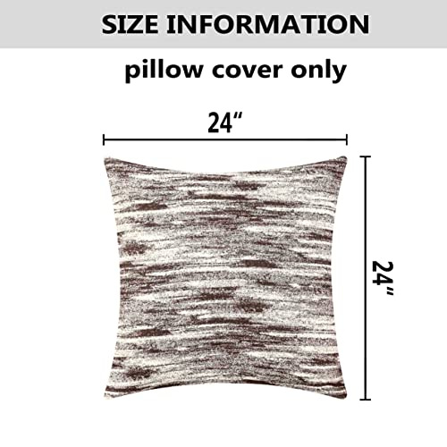 Home Brilliant Throw Pillow Covers 24X24 Large Modern Abstract Textured Bed Decorative Euro Pillow Shams Pillow Covers For Couch Car Seat, Set Of 2, 24 X 24(60X60 Cm), Brown #TOP4