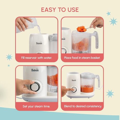 Image of Lil Chef 5-in-1 Baby Food Processor with Silicon Food Feeder | Steamer, Blender, Reheat, Defrost & Bottle Warmer | Portable Travel Baby Food Cooker, Puree Maker and Blender for Homemade Meals