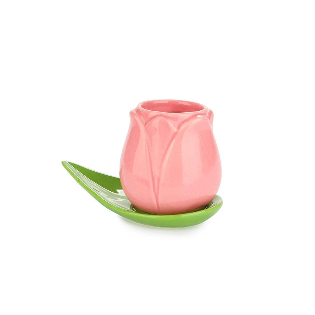 Balvi Set Tazas café Tulip Color Blanco/Amarillo/naraja/Rosa 4 Tazas con Forma de tulipán y 4 Platos