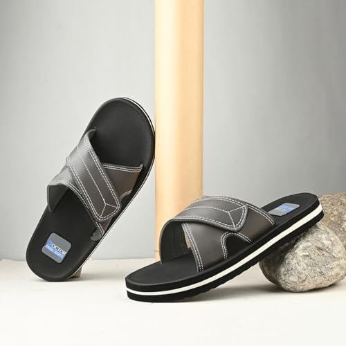 Image of Men's Comfort Slippers with Cross Strap Design | Cushioned Footbed & Shock Absorbing Sole | Lightweight Everyday Wear Slippers for Home, Office & Casual Use