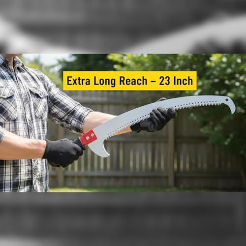 Image of Veltrix Pruning Gardening Saw | Sharp Blade Hand Saw for Tree, Branch & Wood Cutting | Lightweight, Durable Tool for Camping & Outdoor Use (Double Hook 23inch)