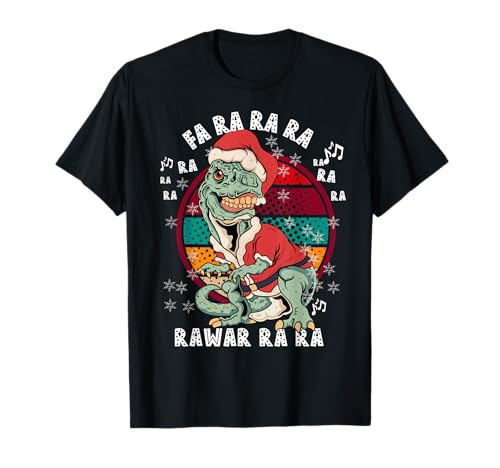 Divertido dinosaurio Fa Ra Rawr Navidad Pijamas T-Rex Navidad Camiseta