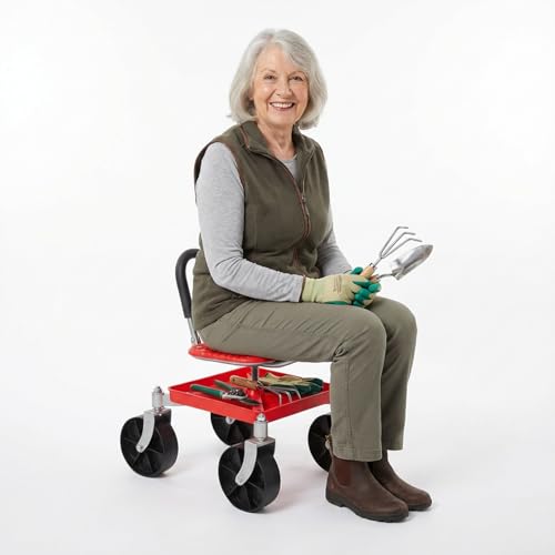 Fahrbarer Gartensitz höhenverstellbar, 360° Drehbarer...